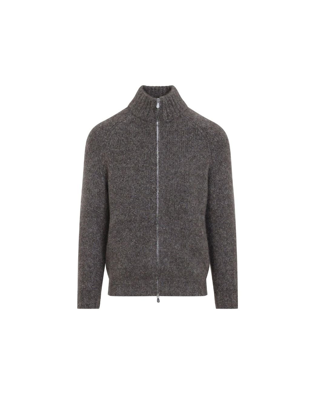 Brunello Cucinelli Gray Moro Cucinelli Full Zip Cardigan for men