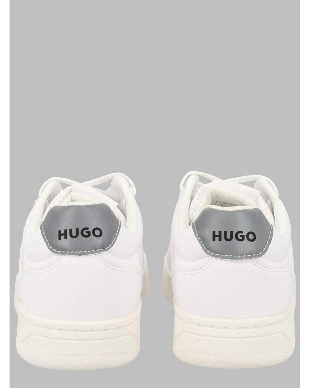 HUGO White Tennis Shoes Synthetic Upper Trainers