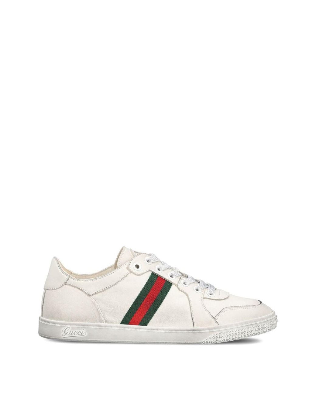 Gucci White Stretch Leather Sneakers