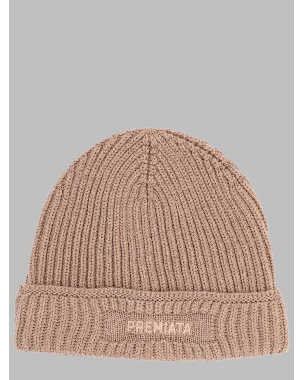 Premiata Brown Ribbed Knit Beanie