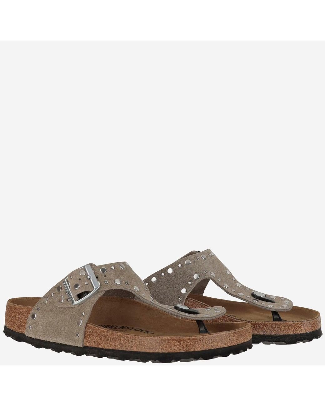 Birkenstock Brown Gizeh Rivet Suede Leather Sandals