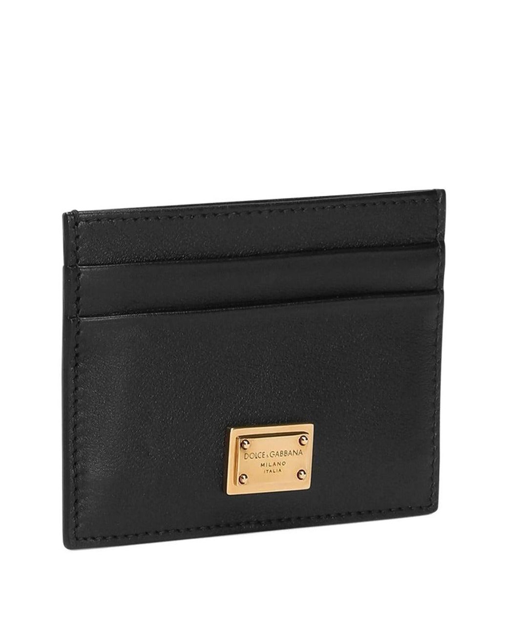 Dolce & Gabbana Gray Card Holder With Logo Plaque