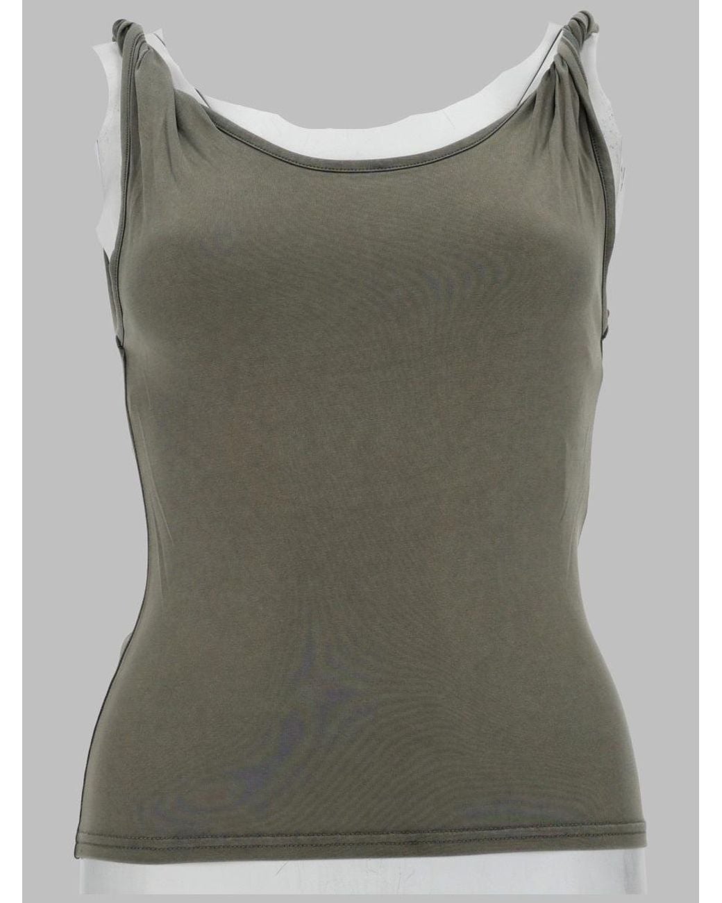 DIESEL Green Tank Top Con Spalline Arrotolate