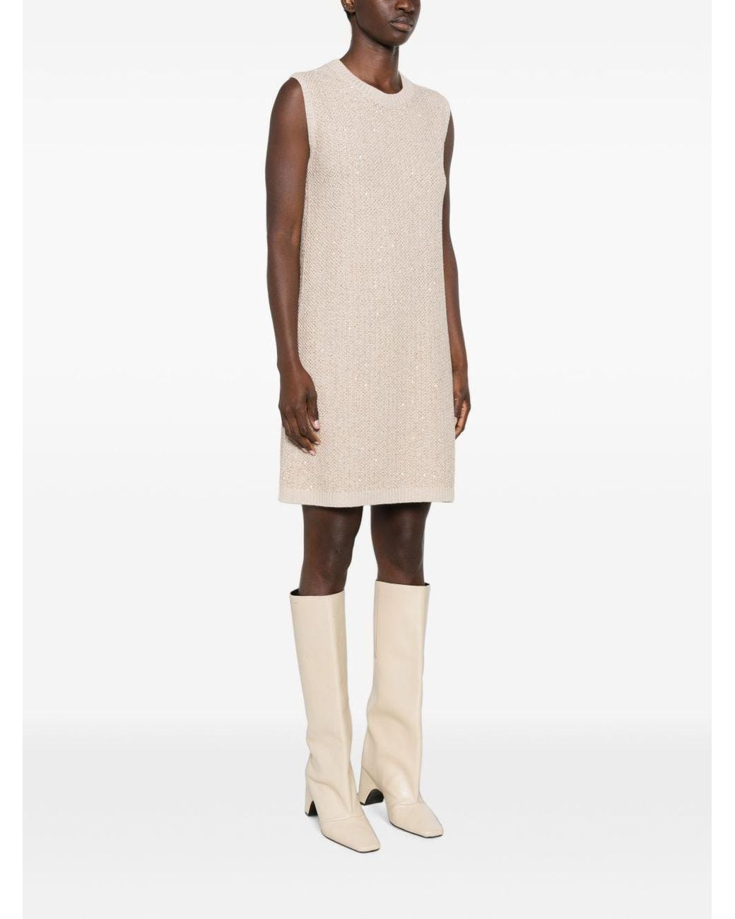 Fabiana Filippi Natural Wool Blend Short Dress