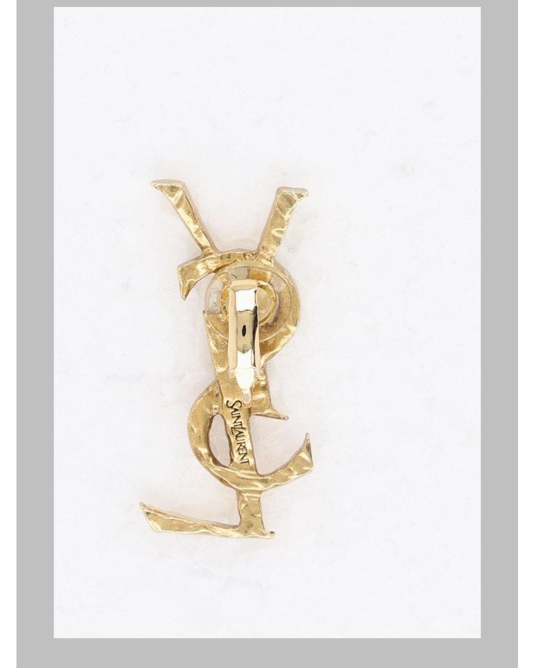 Saint Laurent White Earrings Cassandre Brass
