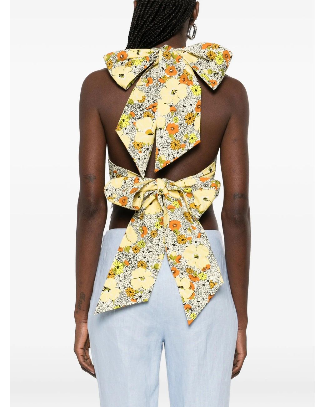 ALÉMAIS Metallic Blossom Halter Neck Top