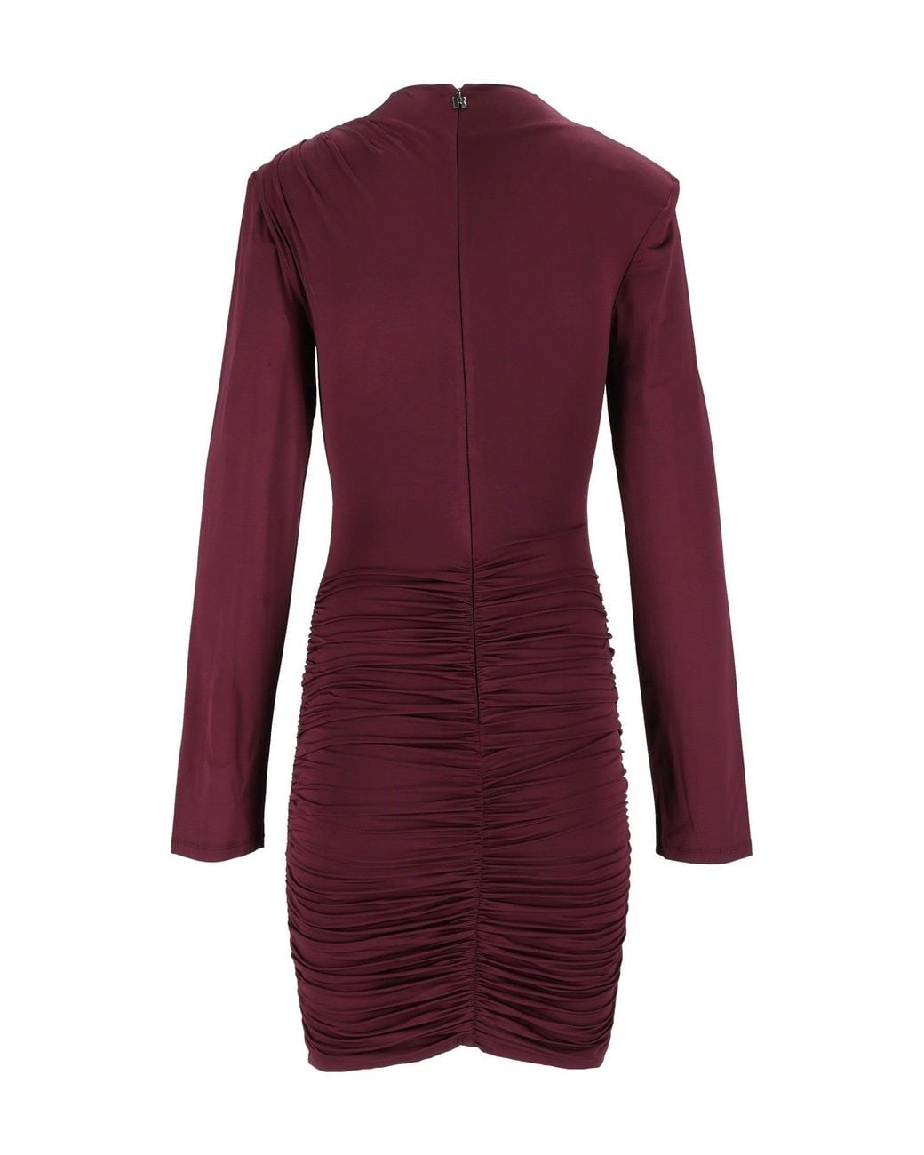 ROTATE BIRGER CHRISTENSEN Purple Burgundy Slim-Fit Draped Mini Dress