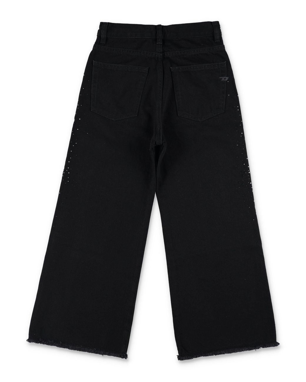 DIESEL Black Girls Relaxed Low-Rise Destroyed Denim Jeans With Rhinestone Sparkle