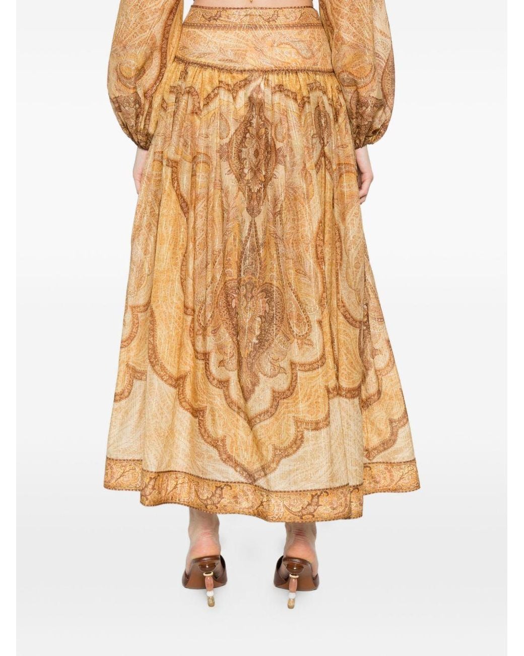 Zimmermann Natural Wanderlust Cotton And Silk Maxi Skirt