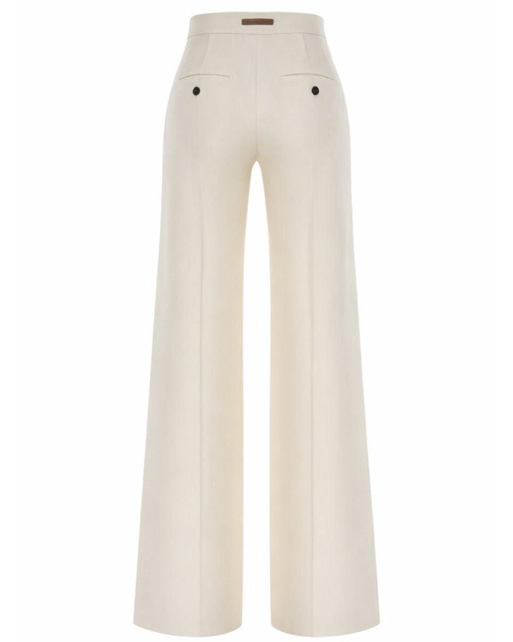 Max Mara White Flared Flat Front Pants