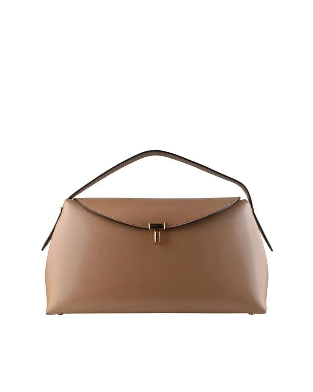 Totême Brown T Lock Leather Top Handle Bag