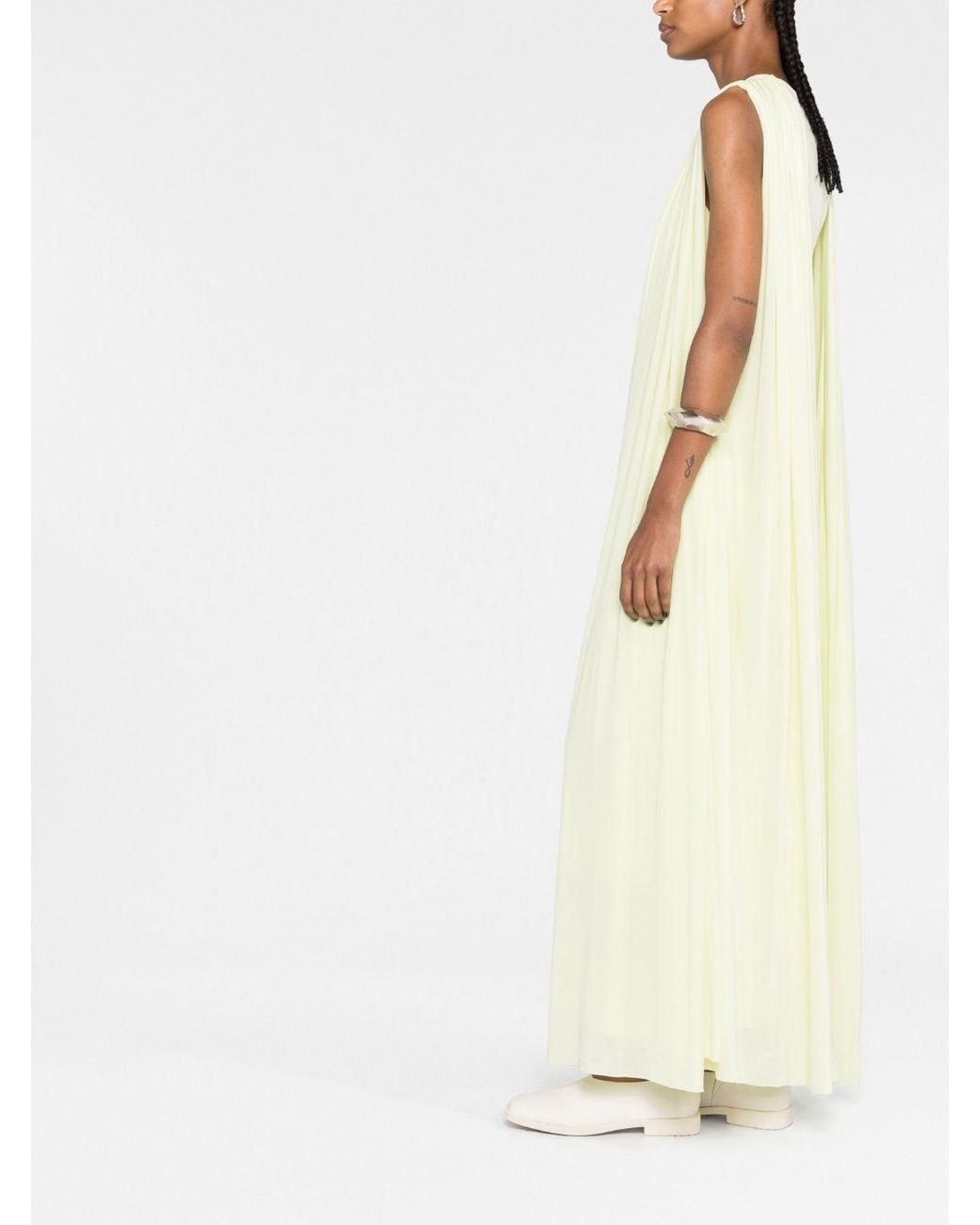 Jil Sander Gedrapeerde Maxi-Jurk in het Yellow