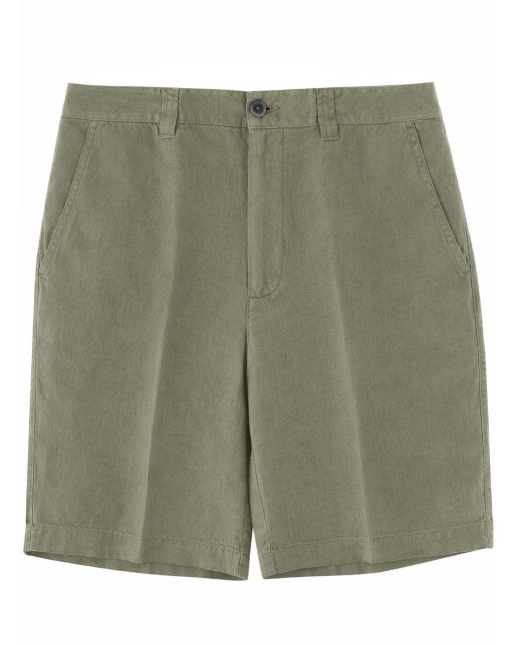 120% Lino Green Linen Mini Shorts For for men