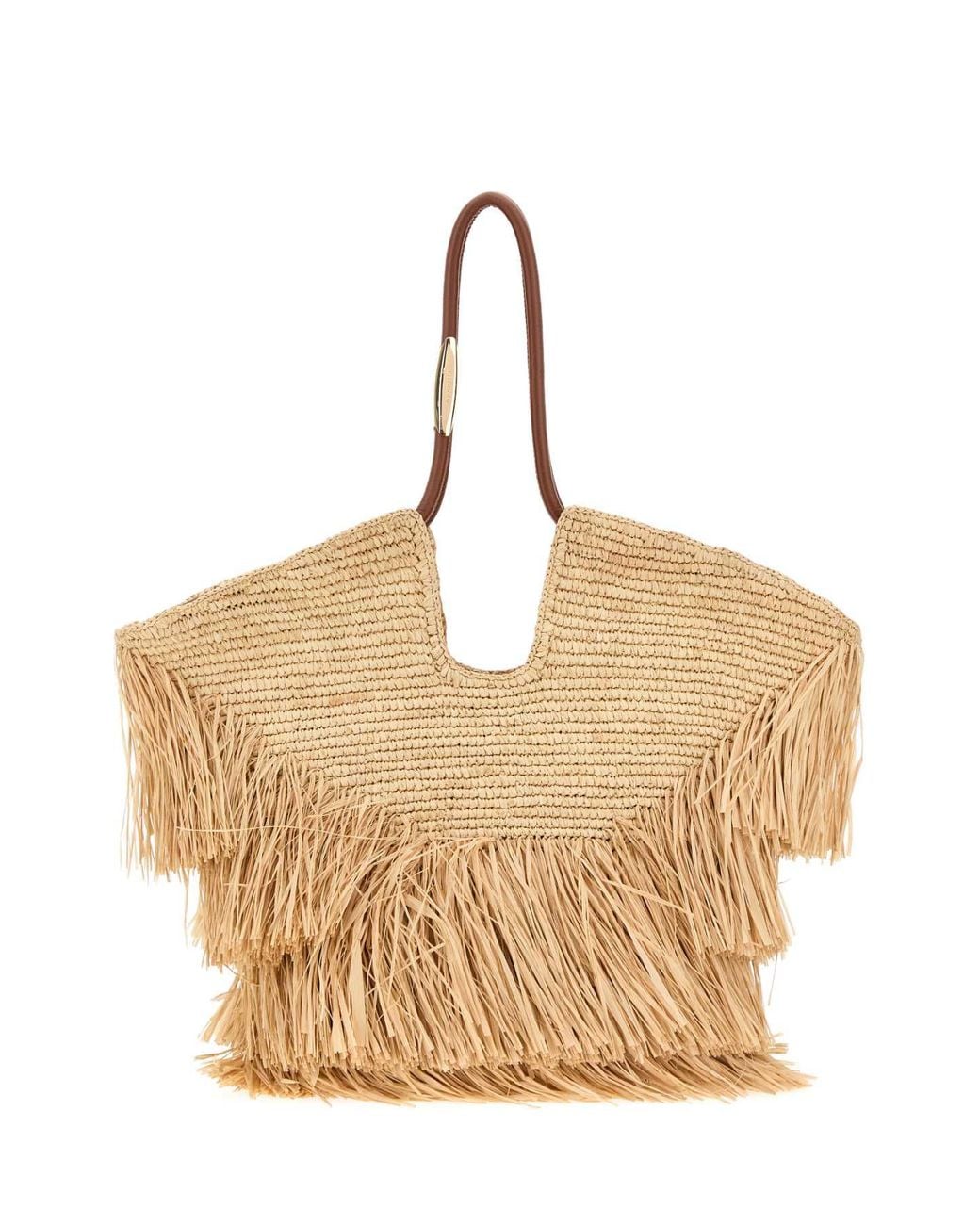 Zimmermann Natural Raffia Medium Goldentime Shopping Handbag