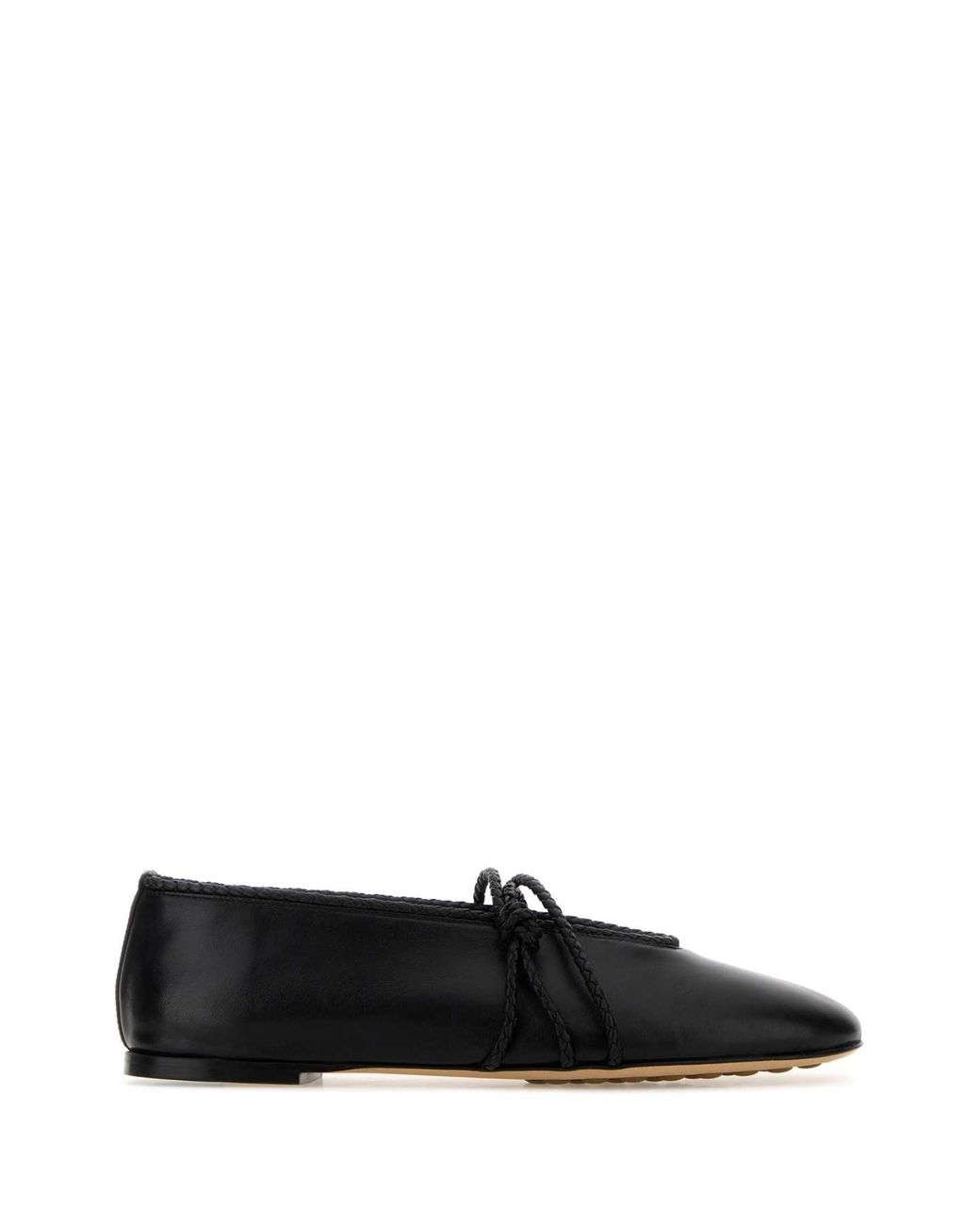 Bottega Veneta Black Leather Mary-Jane Ballerinas