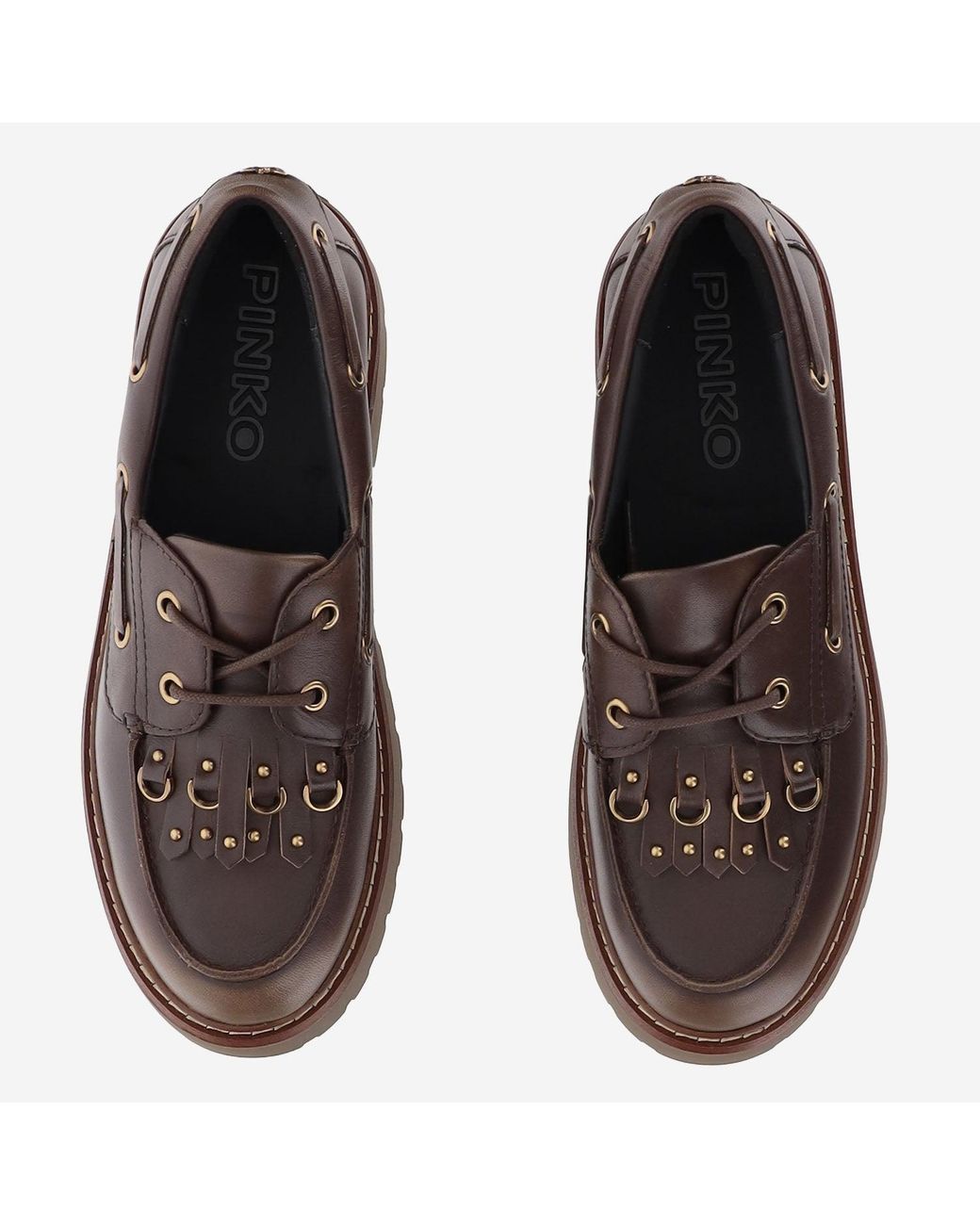 Pinko Brown Margharet 01 Leather Loafers