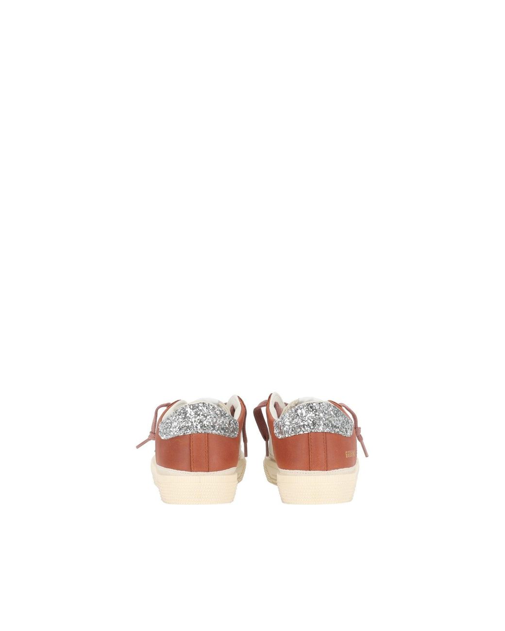 Golden Goose Deluxe Brand Pink Sneakers May Leather Upper And Toe Glitter Star And Heel/Bordeaux