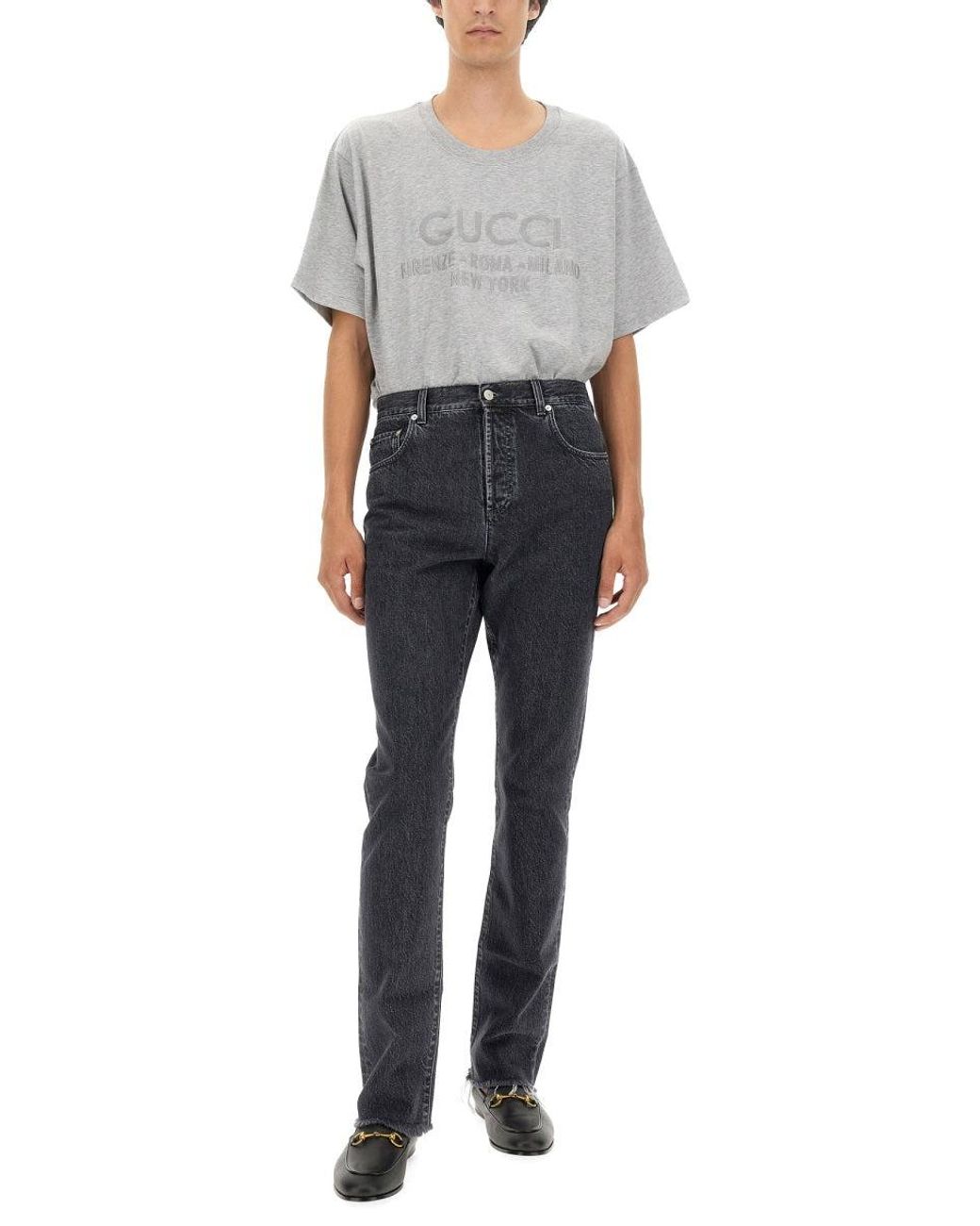 Gucci Blue Denim Pants With Label for men