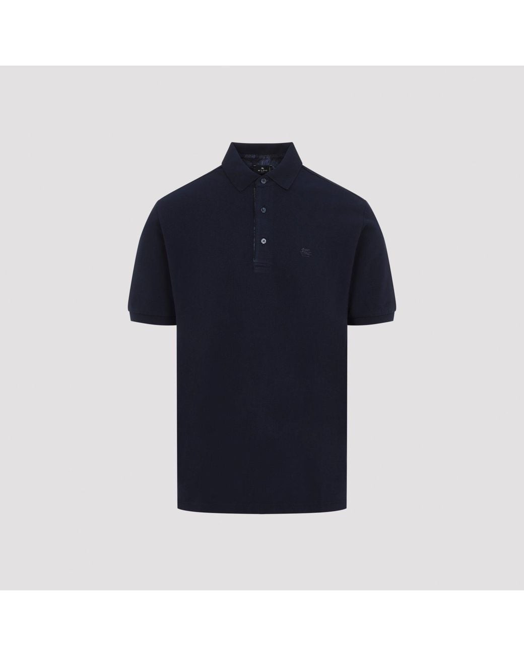 Etro Blue Roma Printed Detail Polo