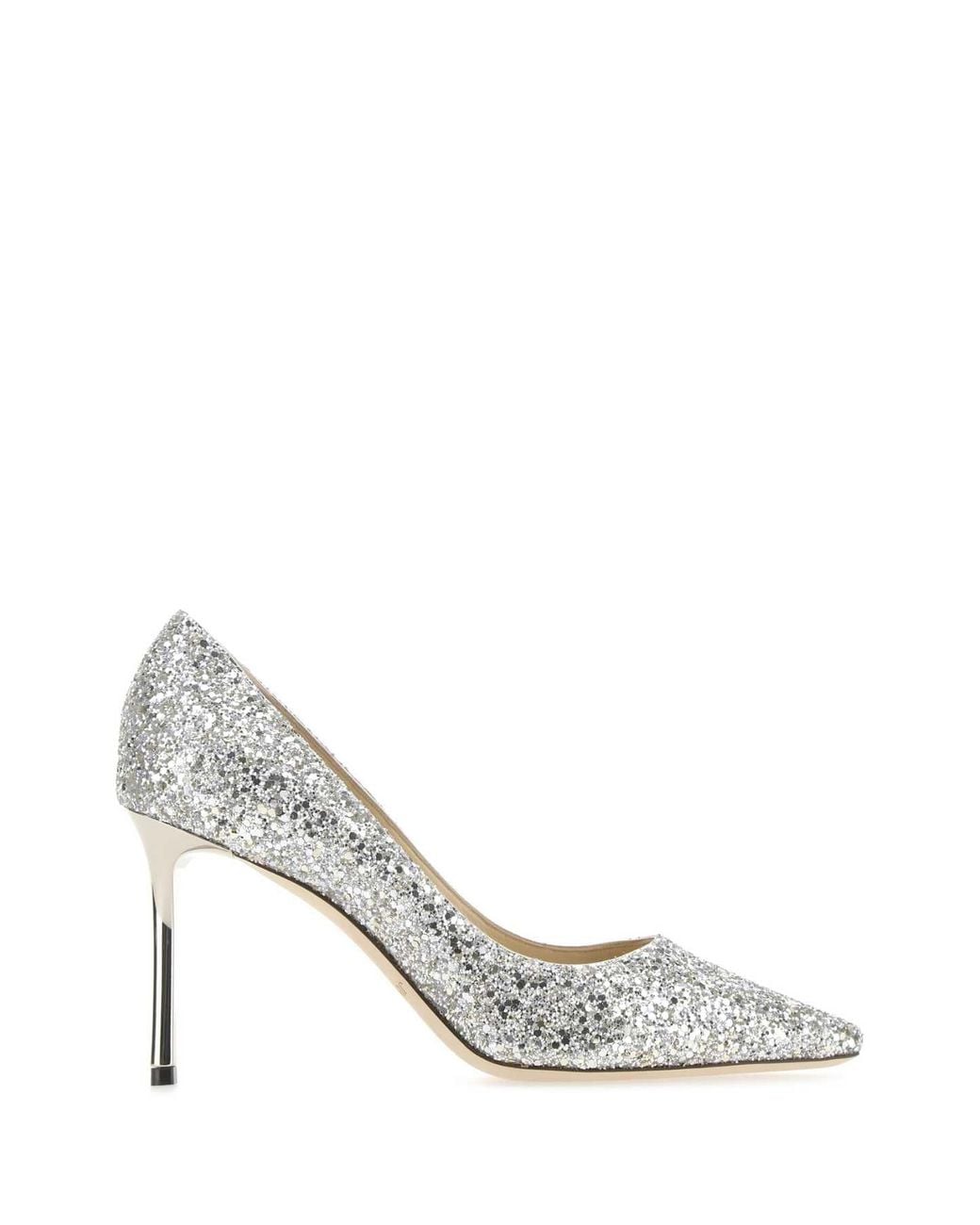 Jimmy Choo White Embellished Leather Roma 85 Pumps