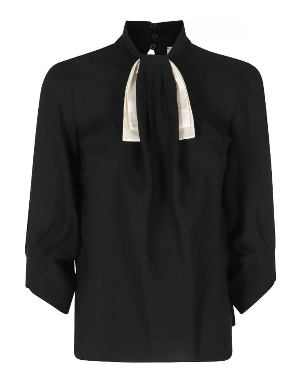 Elisabetta Franchi Black Georgette Blouse With A Small Tie
