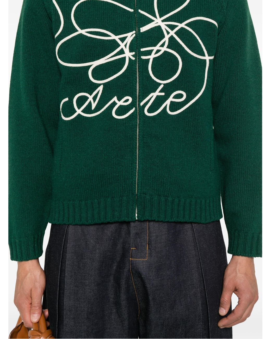 Arte' Wool Blend Logo Cardigan in Green for Men | Lyst
