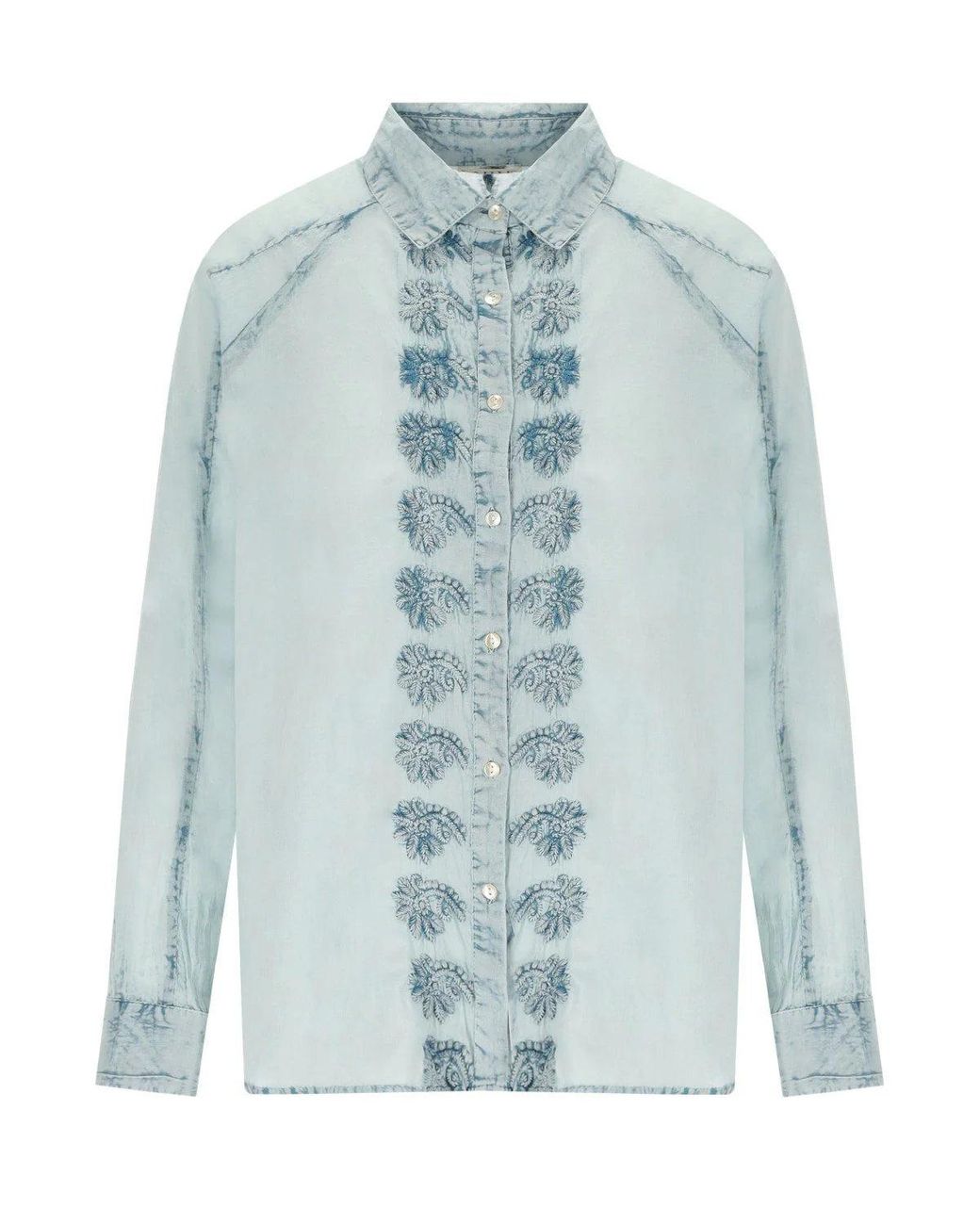 PAHIESA FORMENTERA Blue Embroidered Shirt