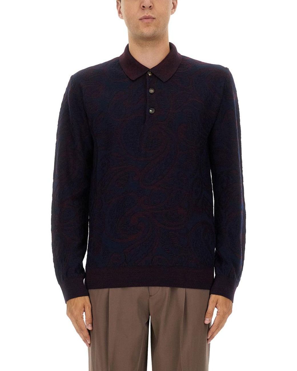 Etro Blue Long Sleeved Polo Shirt