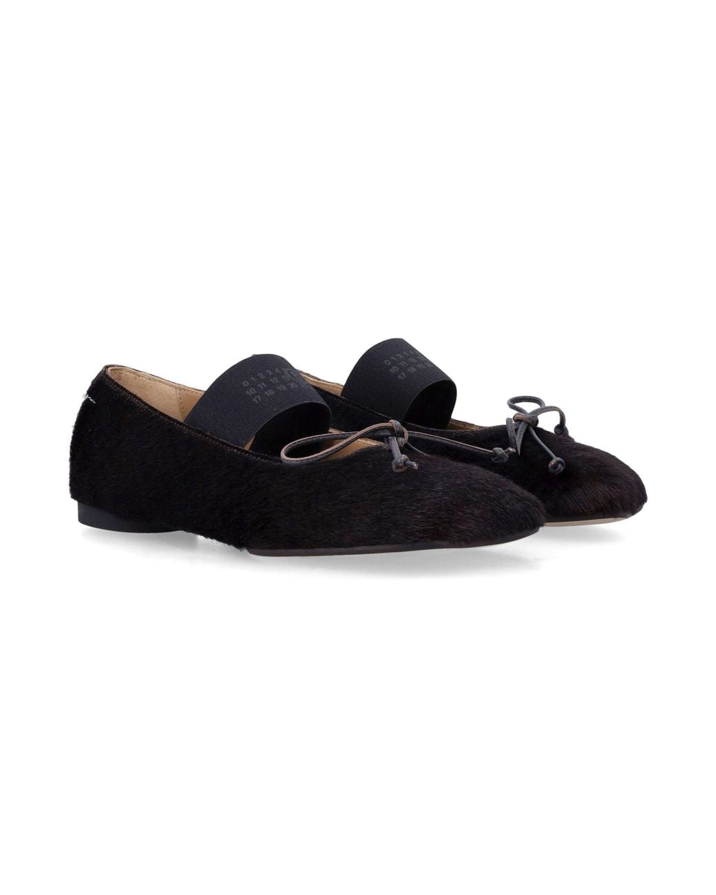 MM6 by Maison Margiela Black Pony Hair Ballet Flats