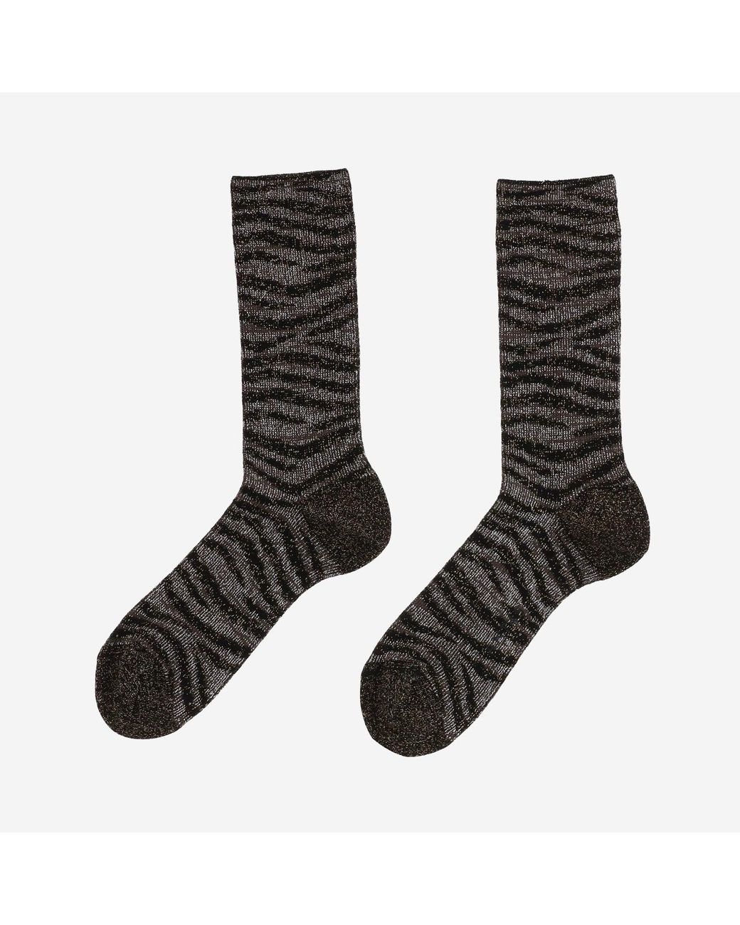 ANT45 Black Stretch Cotton Blend Socks With Animal Print