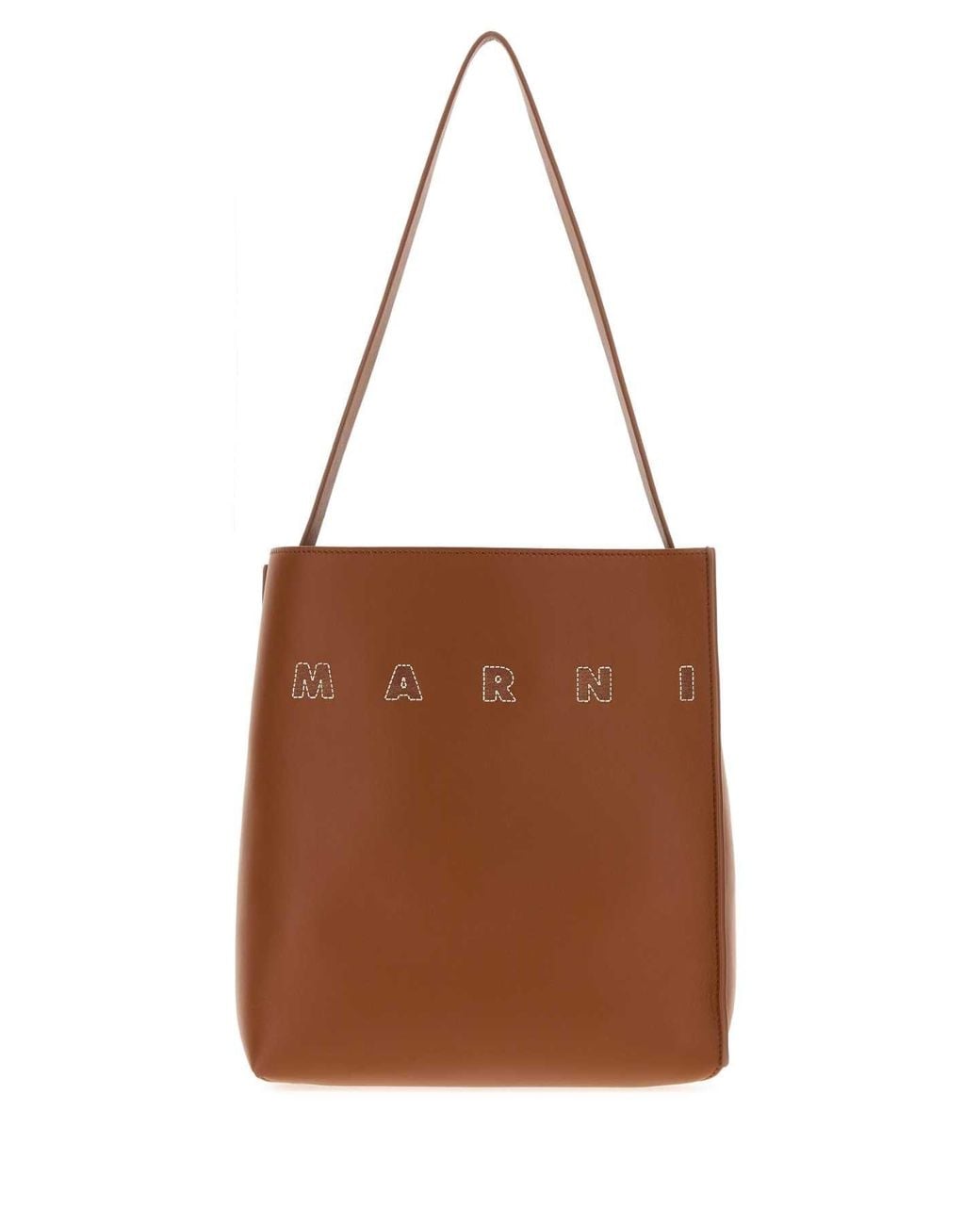 Marni Brown Leather Shopping Handbag
