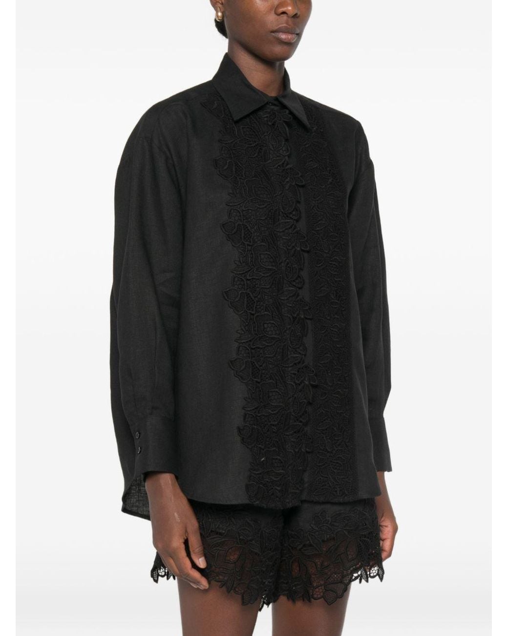 Ermanno Scervino Black Linen Oversized Shirt