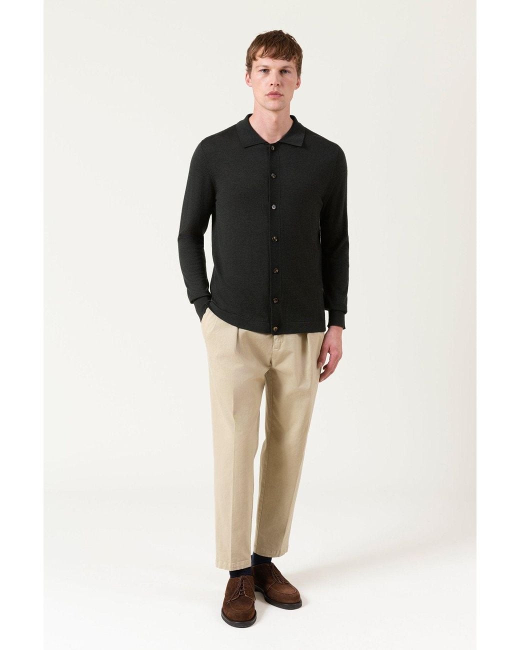 AUTORE Black Merino Wool Cardigan
