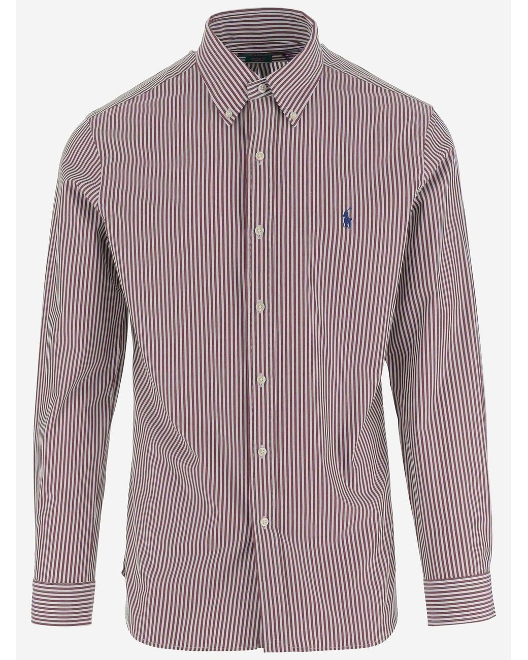 Polo Ralph Lauren Purple Stretch Cotton Striped Shirt