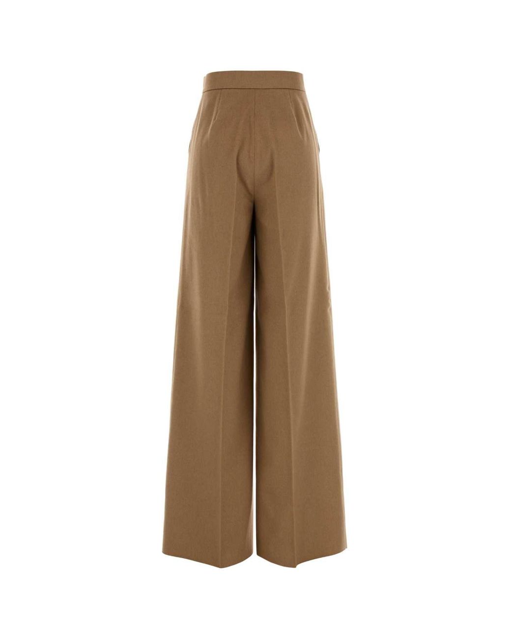 Max Mara Natural Camel Flannel Filato Wide-Leg Pant
