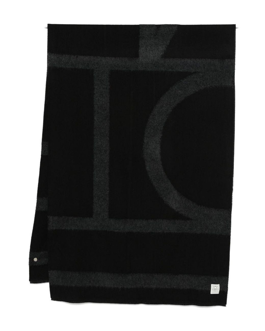 Totême Black Schal Mit Monogramm-Print