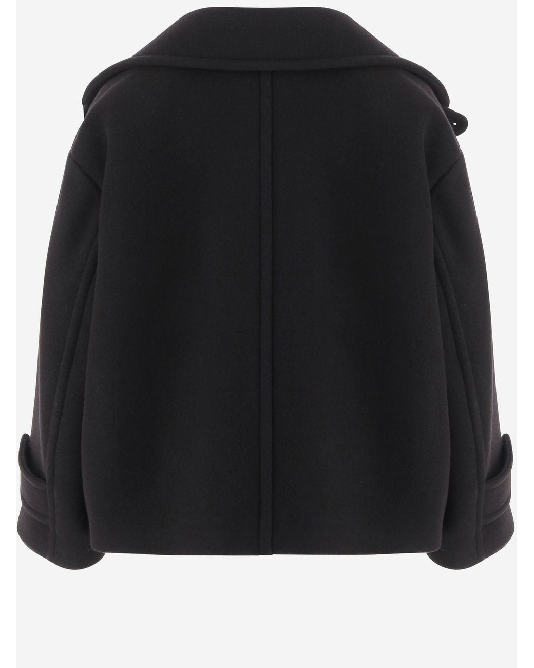 Chloé Black Coat Oversized Short Wool-Blend