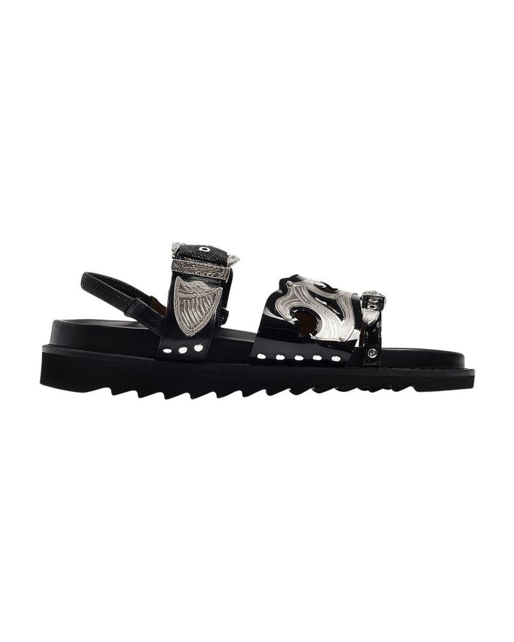 Toga Black Aj1018 Flat Shoes Leather