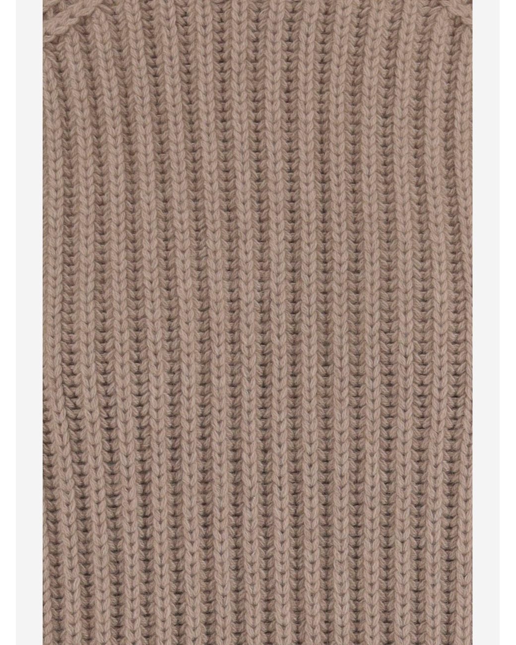 Malo Brown Ribbed Cashmere Sweater
