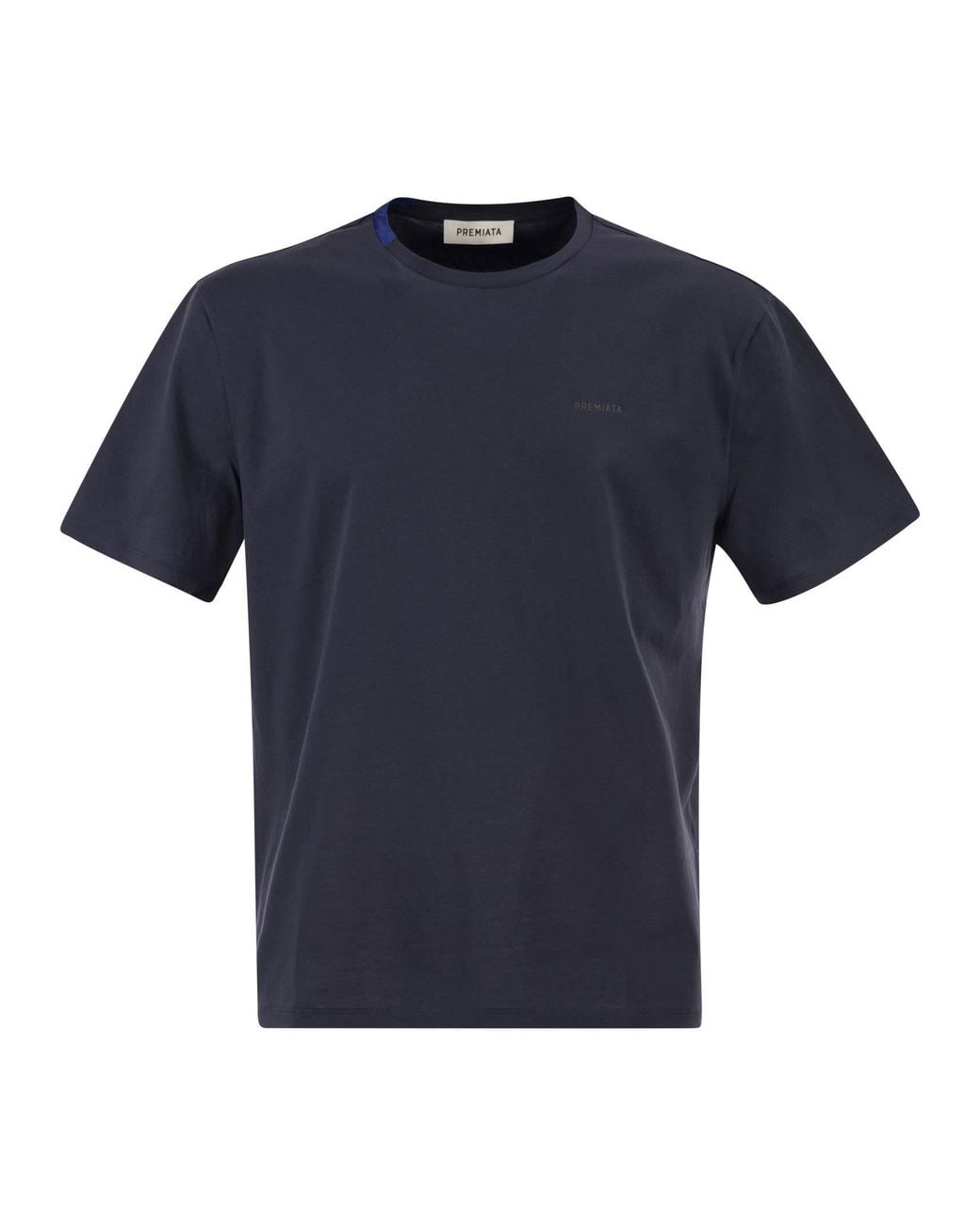 Premiata Blue Cotton T-Shirt With Technical Detail And Logo for men