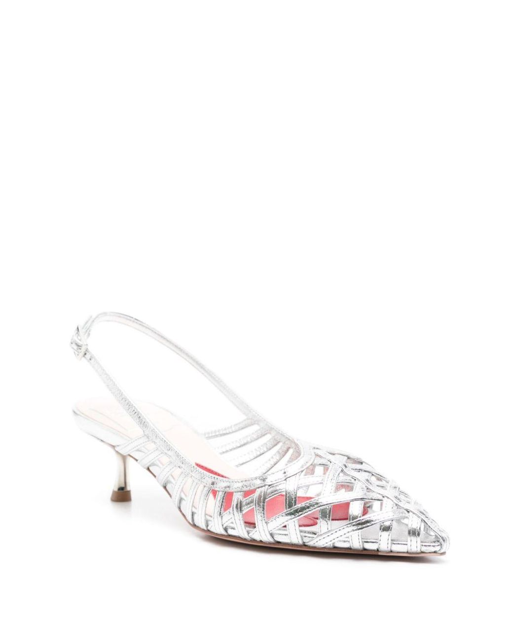 Roger Vivier White I Love Vivier Leather Slingback Pumps