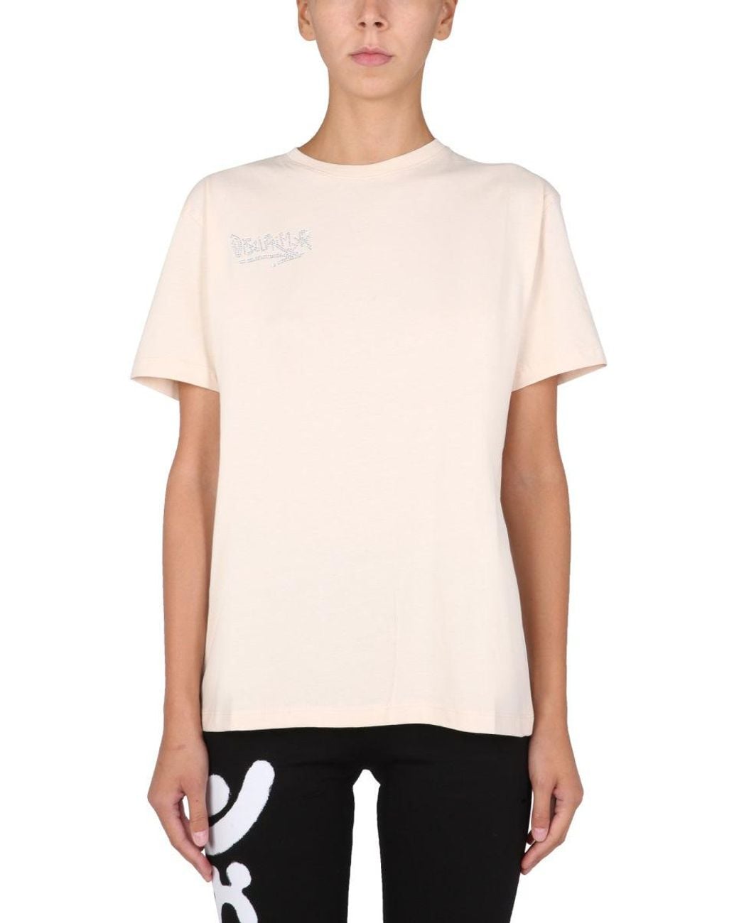 DISCLAIMER White T-Shirt With Crystal Logo