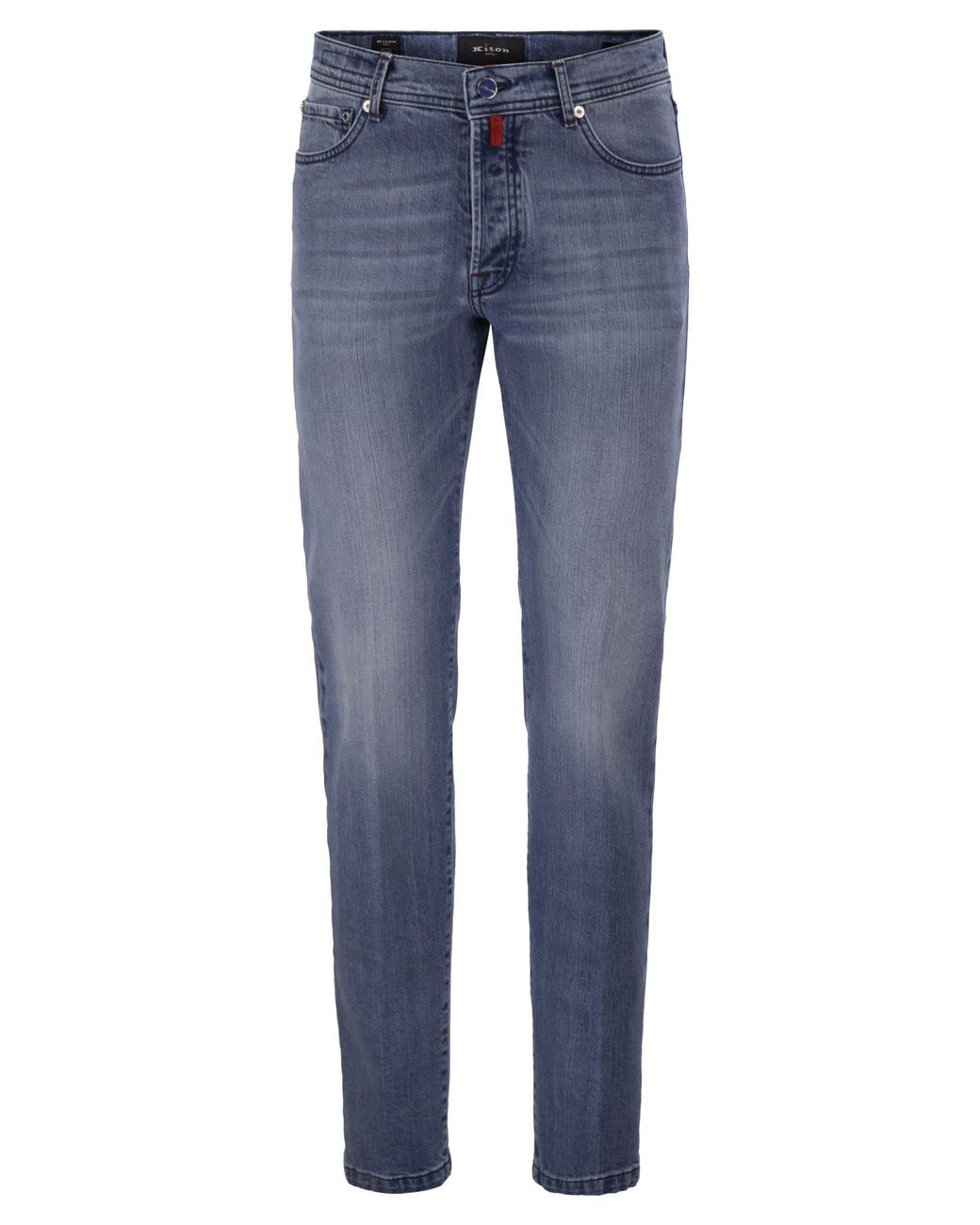 Kiton Blue Five-Pocket Stretch Denim Jeans for men