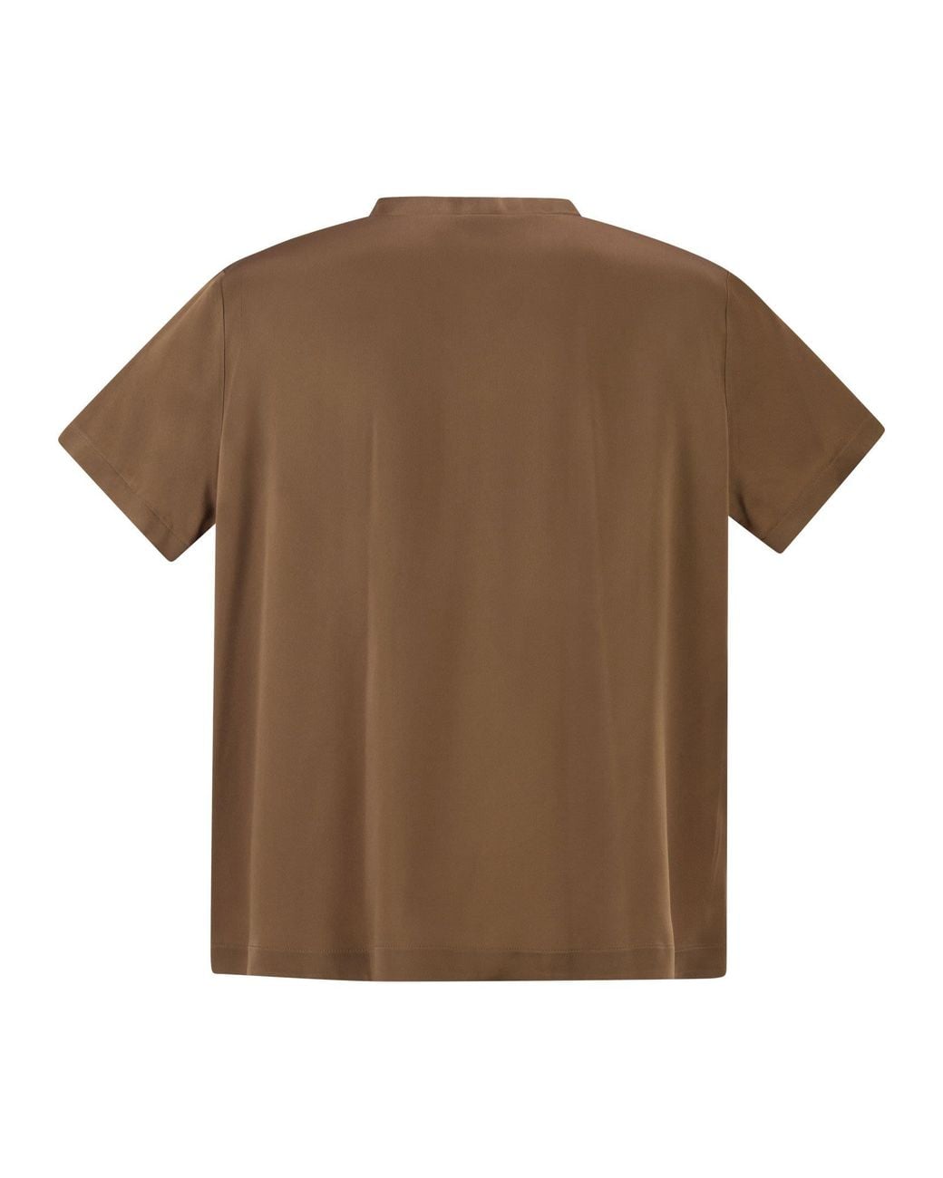 Fabiana Filippi Brown V-Neck Satin Top With Elegant Pocket