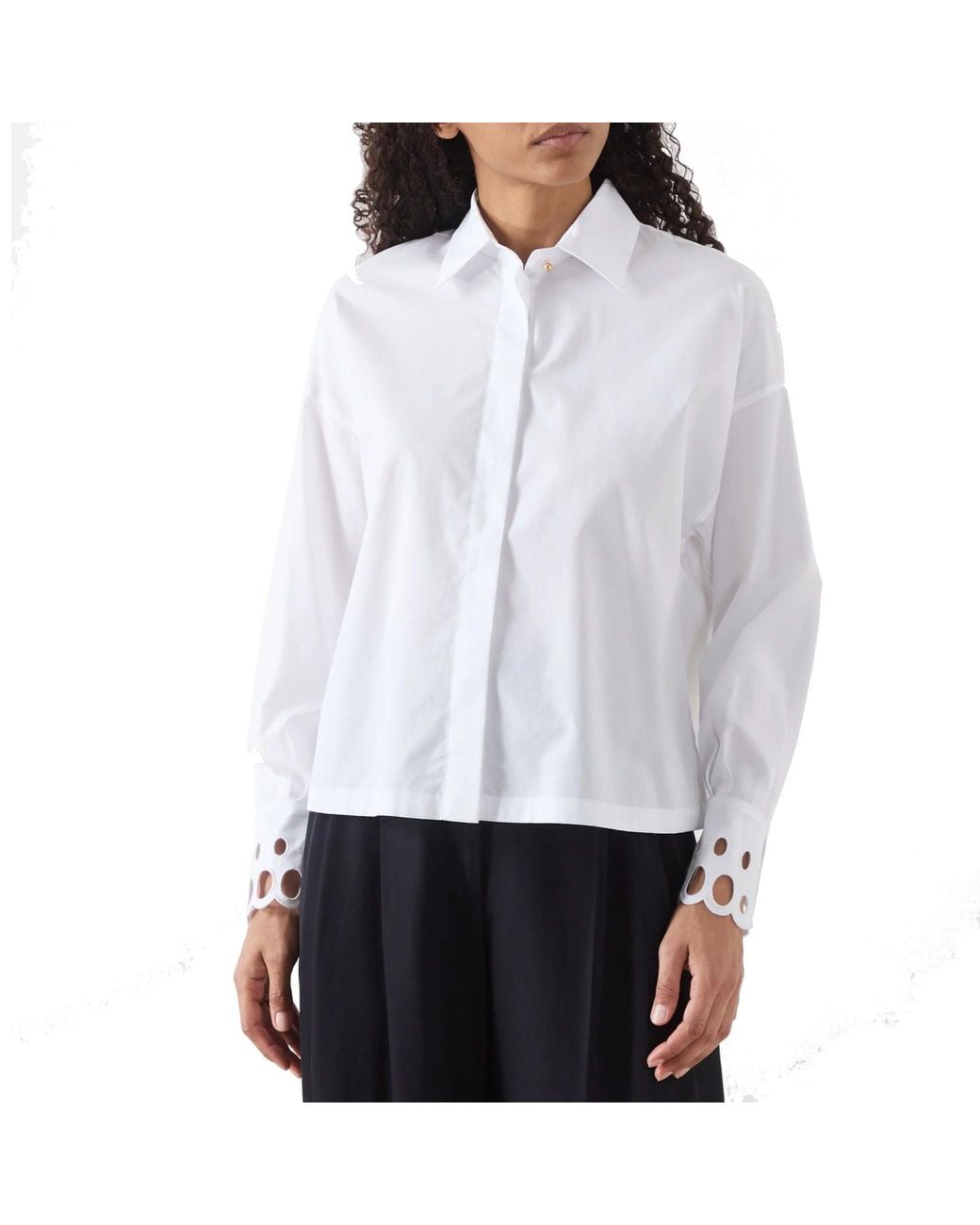 Max Mara Blue Studio Staffa Broderie Shirt