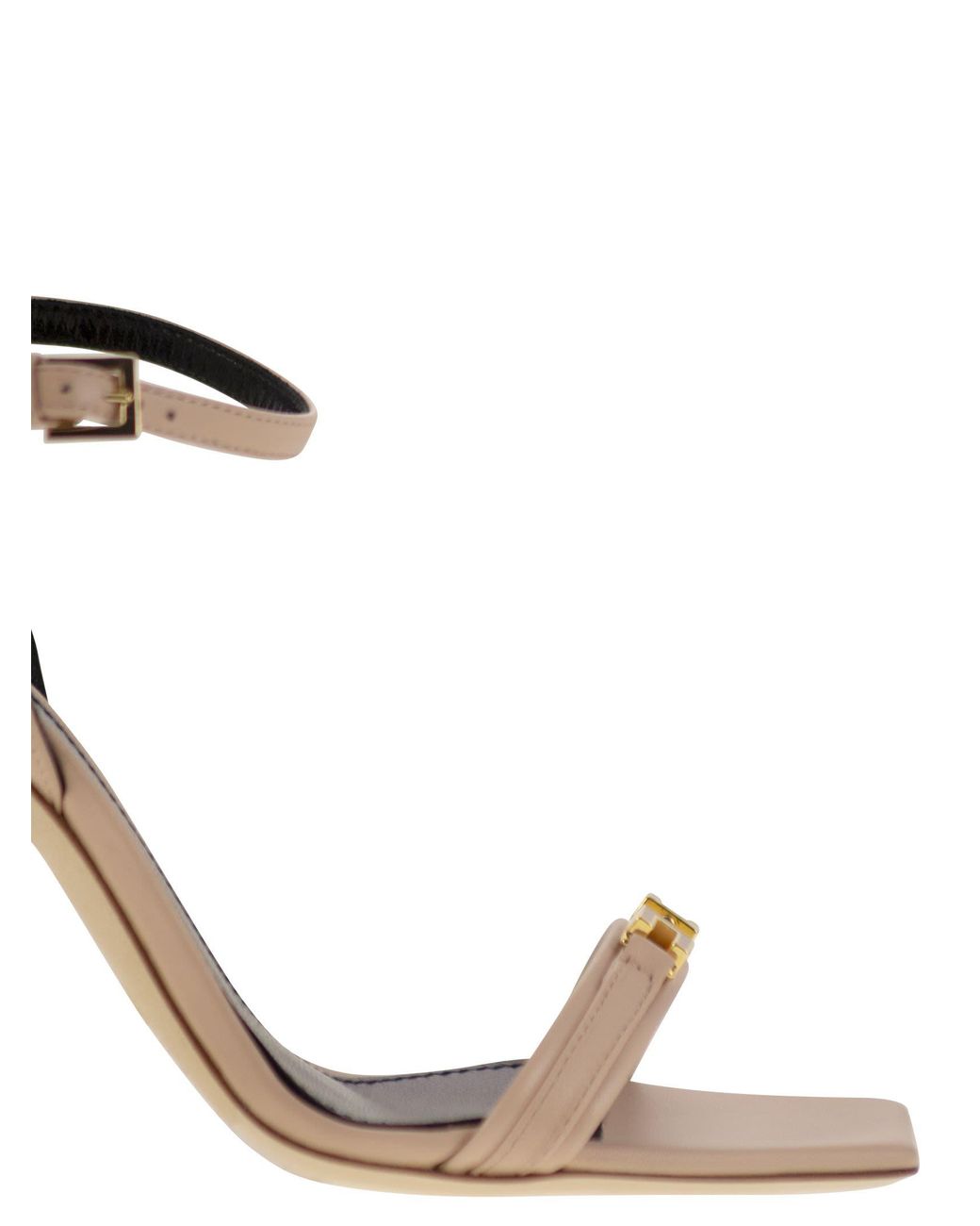 Elisabetta Franchi White Nappa Leather Sandal With Enamelled Horsebit