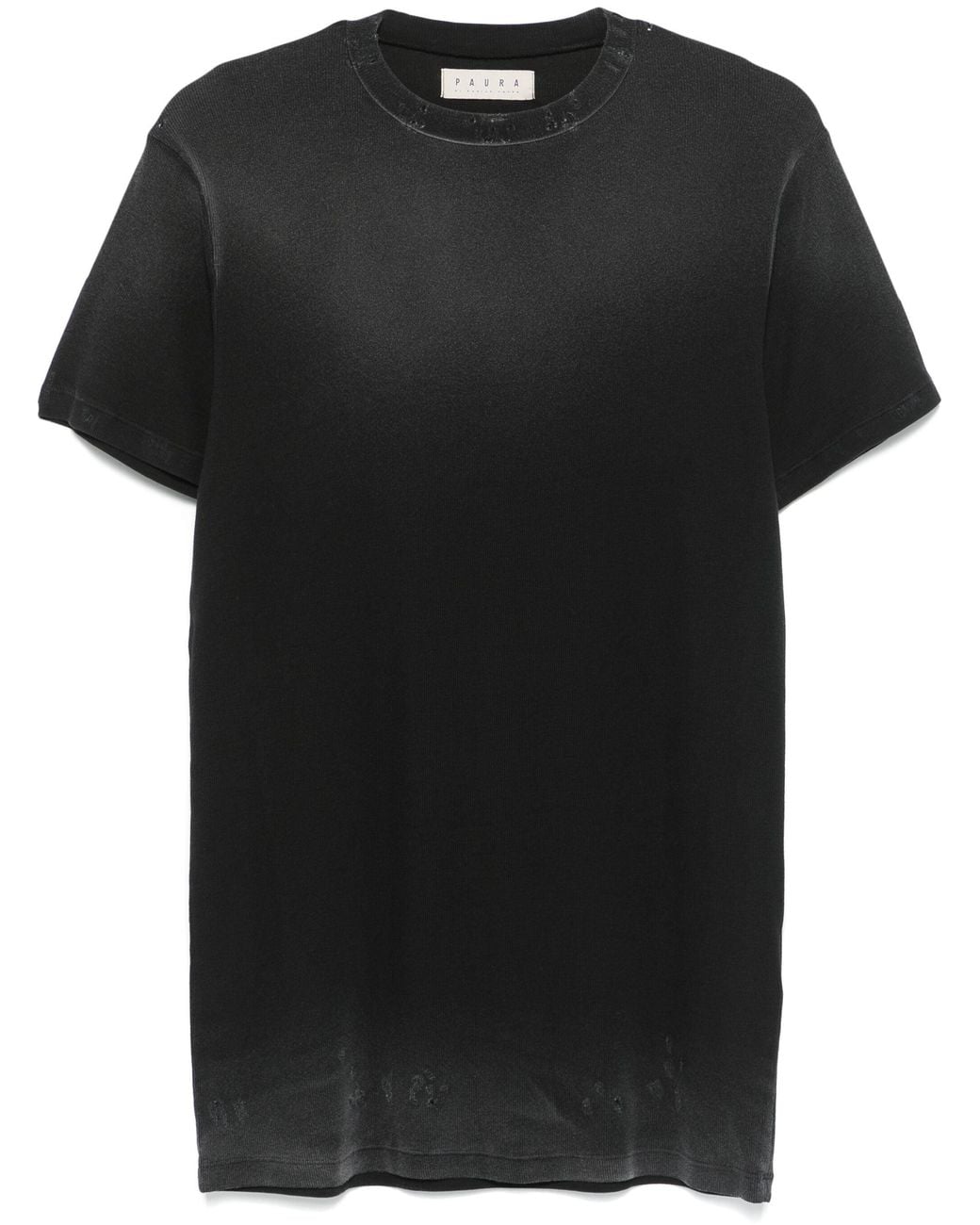 Paura Black Beru Ribbed Tee for men