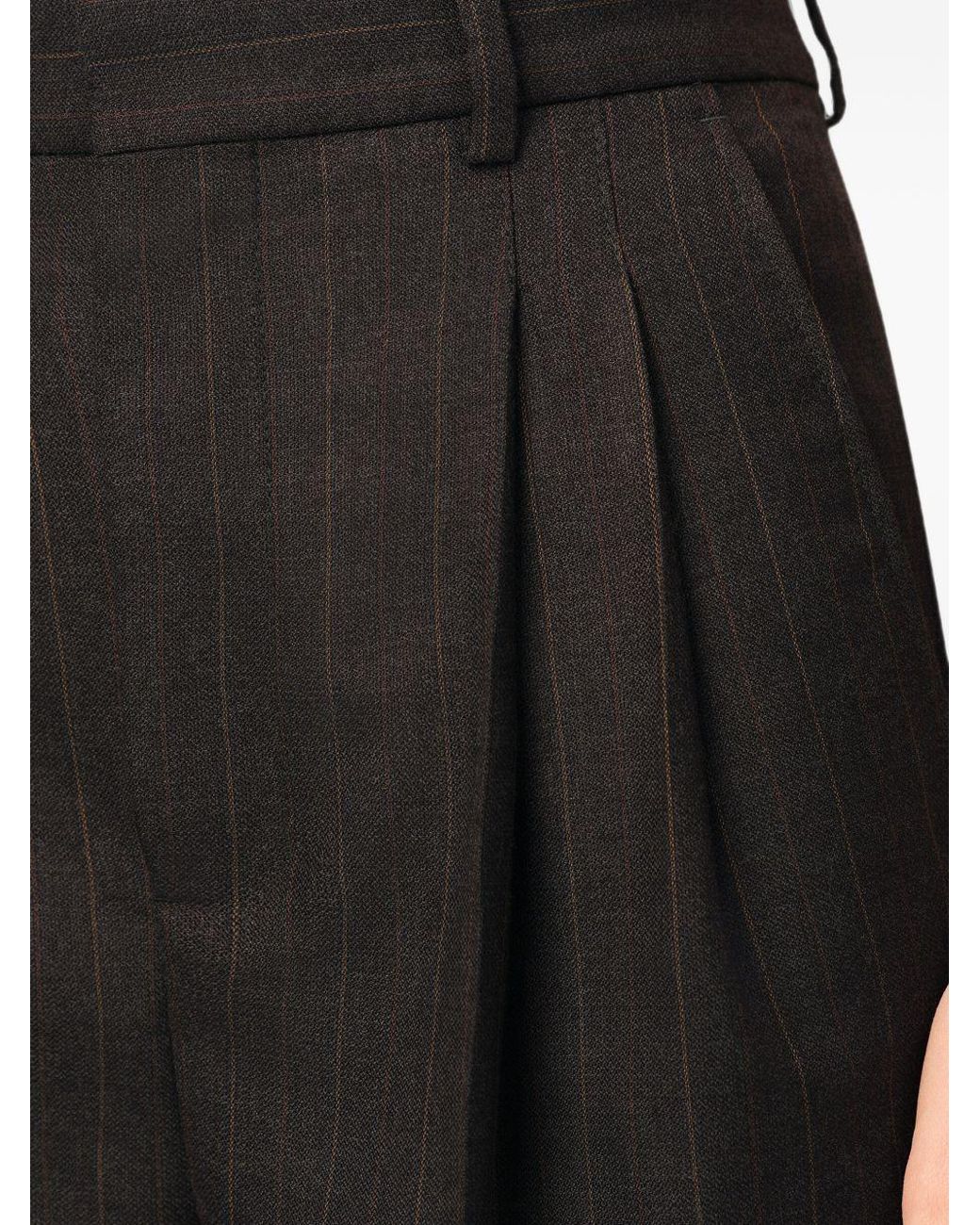 AMI Black Wool High-Waisted Trousers