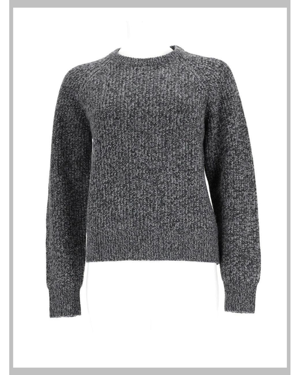 Aspesi Gray Textured Wool Sweater With Classic Crew Neckline
