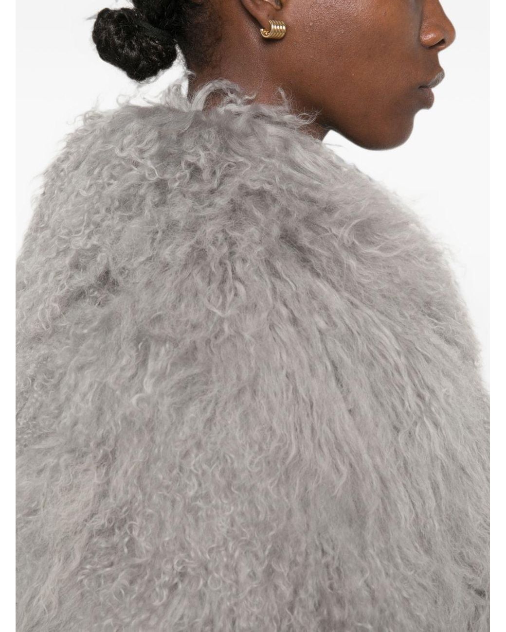 Martha Louis Gray Shearling Effect Jacket